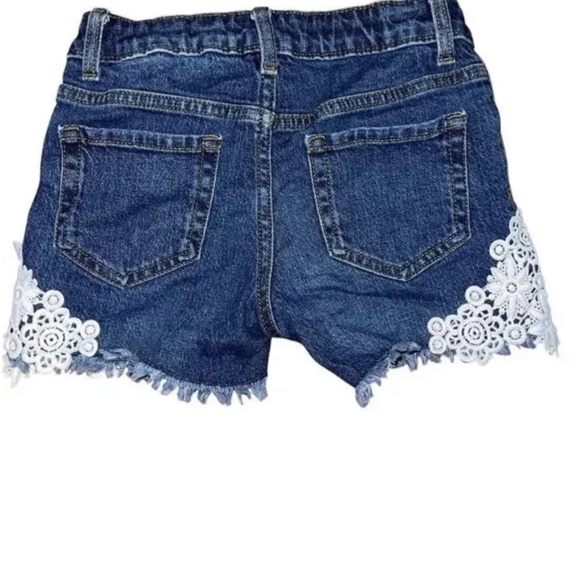 Girls Denim Shorts With Lace Detail - Picture 2 of 2
